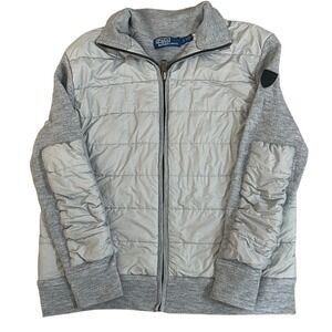 Polo Ralph Lauren Men Grey Wool Blend QuiltedPuffer Hybrid Full Zip Size Medium